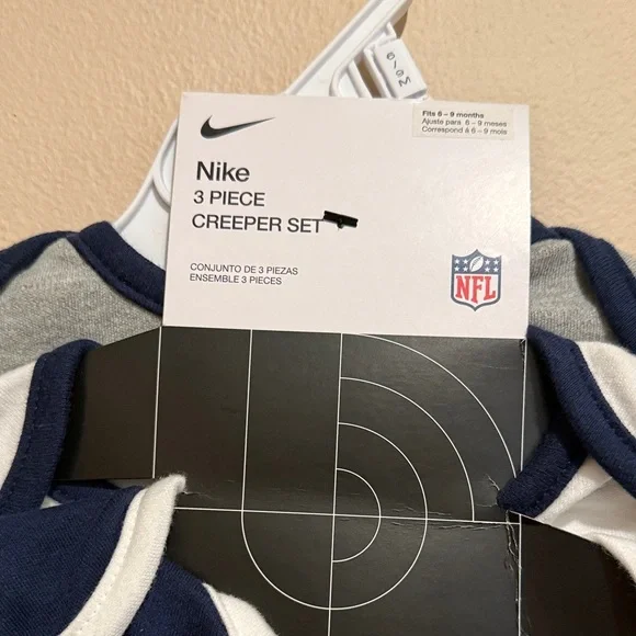 🩷Nike Infant Bodysuit Set - 3 Navy, White and Gray Dallas Cowboys NFL - Picture 2 of 8